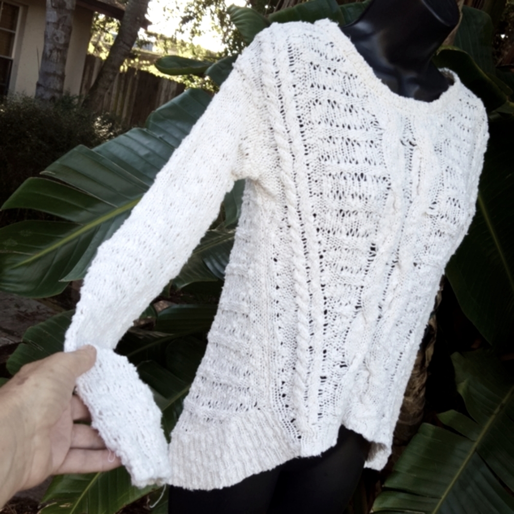 Anthropologie moth crochet cotton lightweight spring sweater